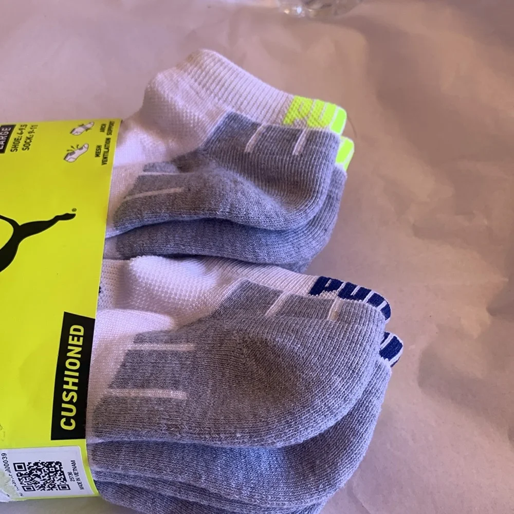 NWT PUMA SOCKS BOYS LOW CUT 6-PACK SIZE LARGE